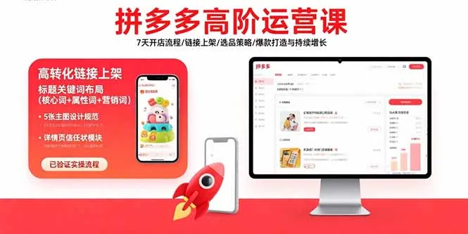 图片[1]-拼多多高阶运营课：7天开店流程/链接上架/选品策略/爆款打造与持续增长-E六资源