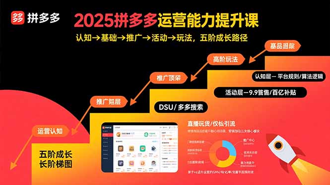 2025拼多多运营能力提升课：认知→基础→推广→活动→玩法，五阶成长路径-E六资源