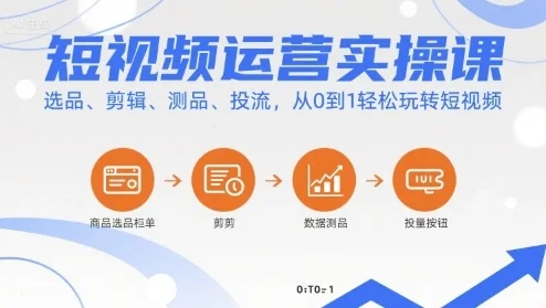 图片[1]-短视频运营实操课，选品、剪辑、测品、投流，从0到1轻松玩转短视频-E六资源